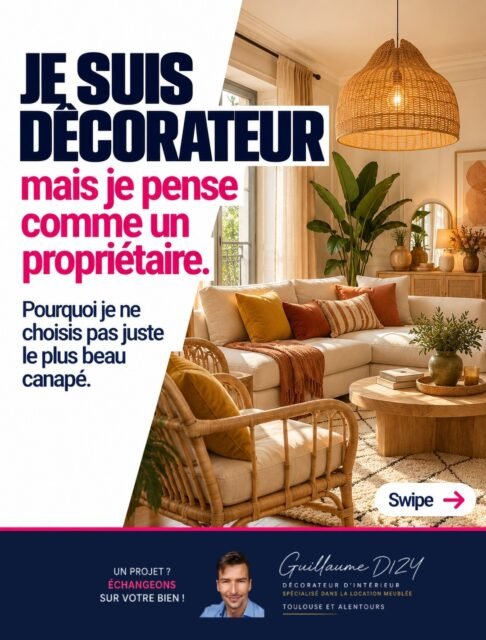 Le plus beau canapé du magasin, je ne le prends presque jamais.

Pas parce qu'il n'est pas bien. Mais dans un meublé, je dois me poser d'autres questions. Est-ce qu'il laisse passer vers la fenêtre ? Est-ce qu'il survivra à trois locataires ? Est-ce qu'on peut enlever une tache sans le changer ?

Ma formation, c'est la déco. Mais quand je prépare un logement à louer, je raisonne aussi avec les chiffres du propriétaire.

Vous êtes plutôt coup de cœur ou plutôt raison quand vous meublez ?

#LocationMeublée #LMNP #InvestissementLocatif #DécorationIntérieure #Décorateur #Toulouse #MeubléClésEnMain #HomeStaging